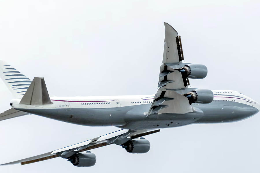 luxury plane being offered to the US president as a gift from Qatar’s royal family; 13-year-old private Boeing aircraft that Trump toured in February in West Palm Beach, Florida.